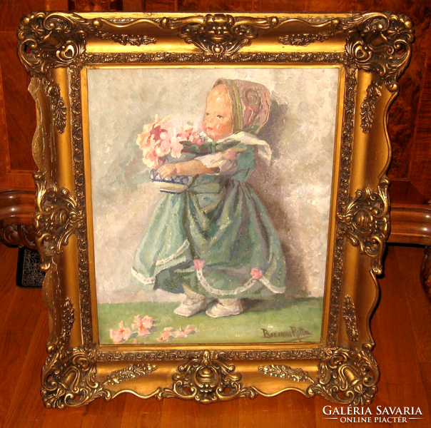 CHARMING ORIGINAL BOEMM RITTA / 1868-1948 / : BABY WITH FLOWER
