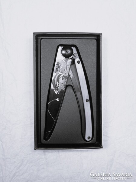 Deejo French knife 37g, from collection. Uncut! Fishy. For anglers. Knife, pocketknife, dagger, cleaver.
