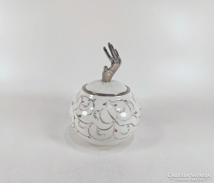 HERENDI, LOIRE MINTÁS CUKORTARTÓ DOBOZ, KÉZZEL FESTETT PORCELÁN, HIBÁTLAN ! (BT001)