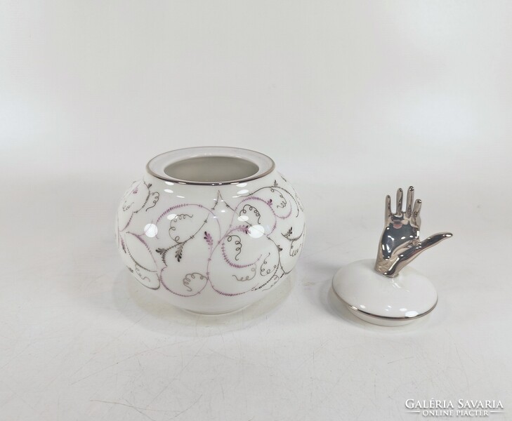 HERENDI, LOIRE MINTÁS CUKORTARTÓ DOBOZ, KÉZZEL FESTETT PORCELÁN, HIBÁTLAN ! (BT001)