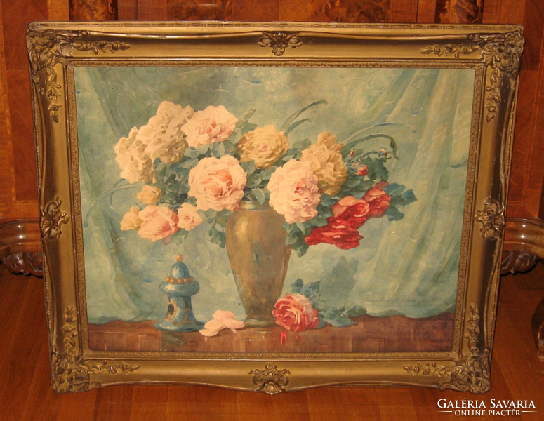 GARANTÁLTAN EREDETI CSODÁS KOMÁROMI KACZ ENDRÉNÉ / 1883-1954 / VIRÁGCSENDÉLET