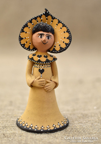 Ceramic Girl Figurine with Kokoshnik Headdress