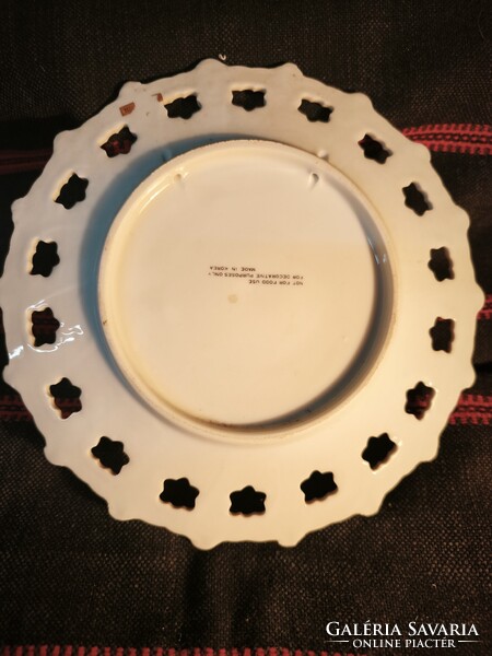 Vintage Florida szuvenír dísztányér – áttört szélű, aranyozott porcelán