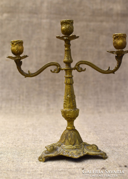 Vintage Three-Branch Brass Candle Holder