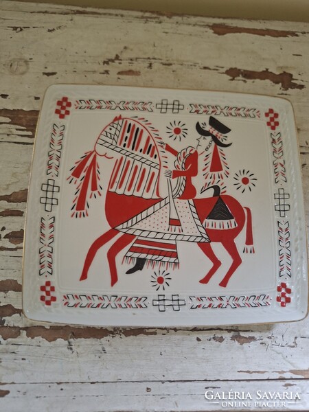 HOLLÓHÁZI KÉZZEL FESTETT PORCELÁN FALIDÍSZ, FALITÁNYÉR