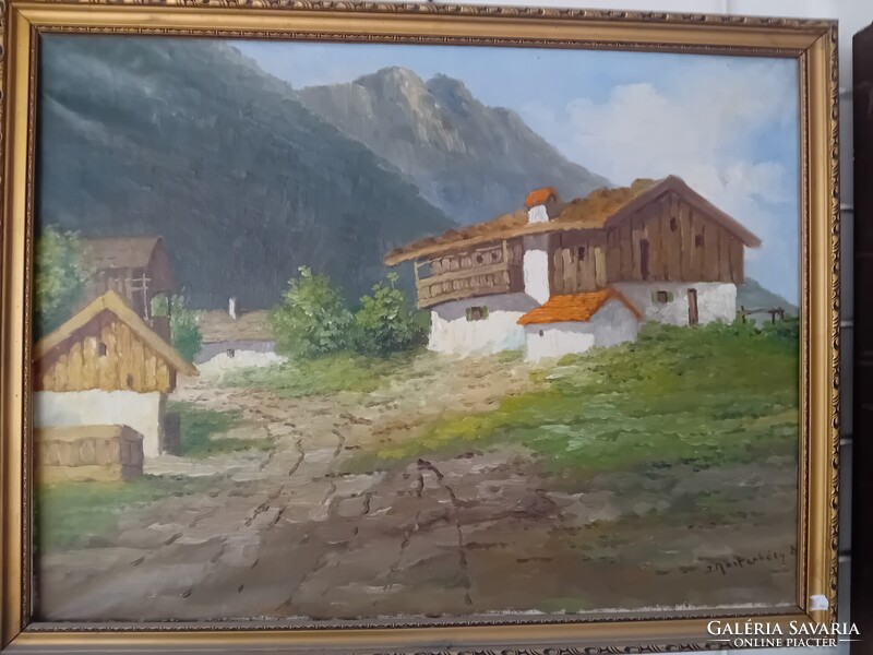 Dénes Mesterházi: Alpine landscape with houses
