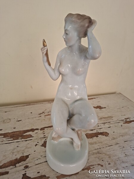 Herendi porcelán tükrös női akt!