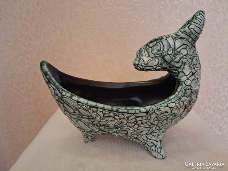 Gorka - kosfejes asztalközép kínáló, hibátlan, jelzett, 21 x 19 cm