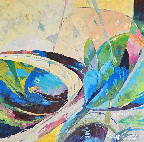 Gyermekkorom emlékei 2.- Játék a kertben(100x100cm)