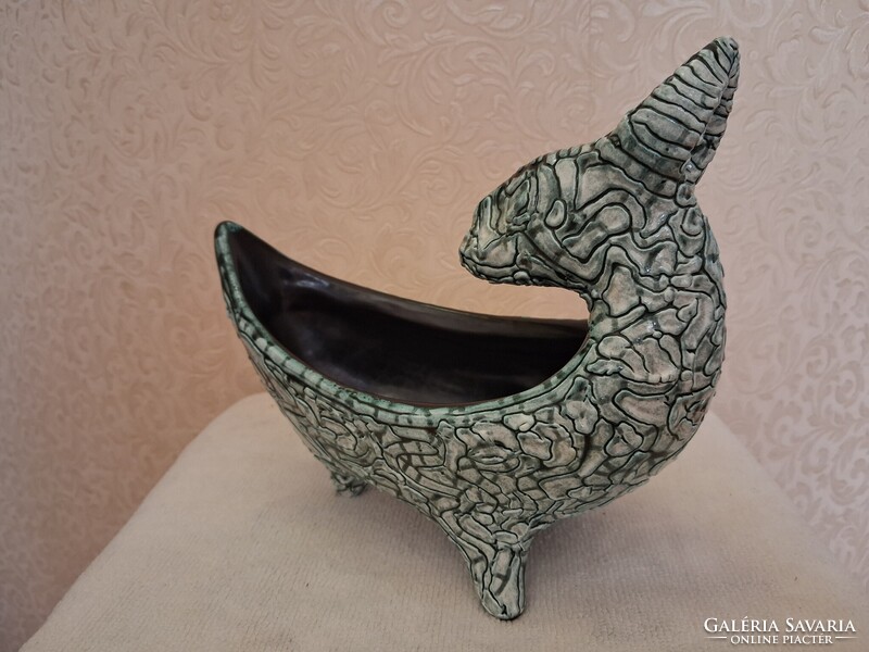 Gorka - kosfejes asztalközép kínáló, hibátlan, jelzett, 21 x 19 cm