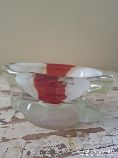 Retro Murano or Czech thick glass ashtray