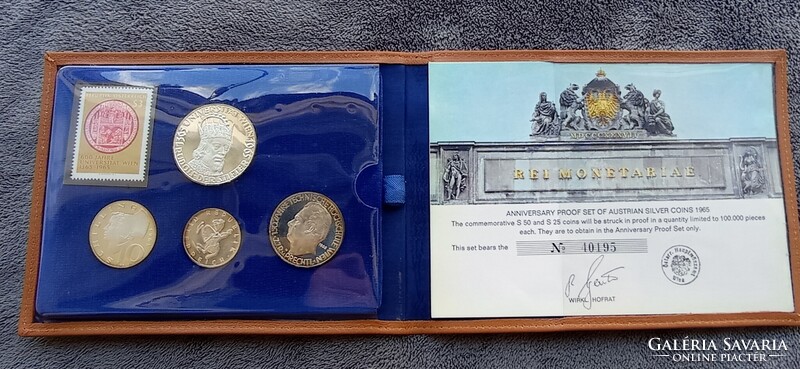 1965-ös osztrák ünnepi ezüst Proof érmekészlet (Bécsi Egyetem évfordulós sor