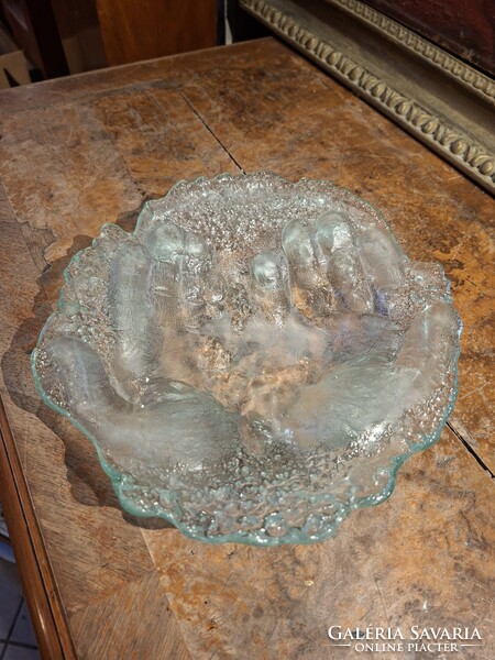 Hollóházi Glass Plate with Tenyér Imprint circa 1980