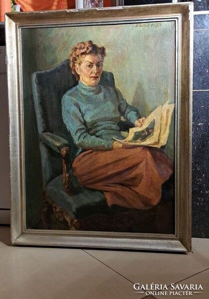 Gáspár Anni, Felekiné: Art Deco hangulatú elegáns női portré (1956)