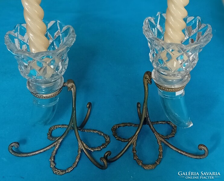 Copper + glass candle holder