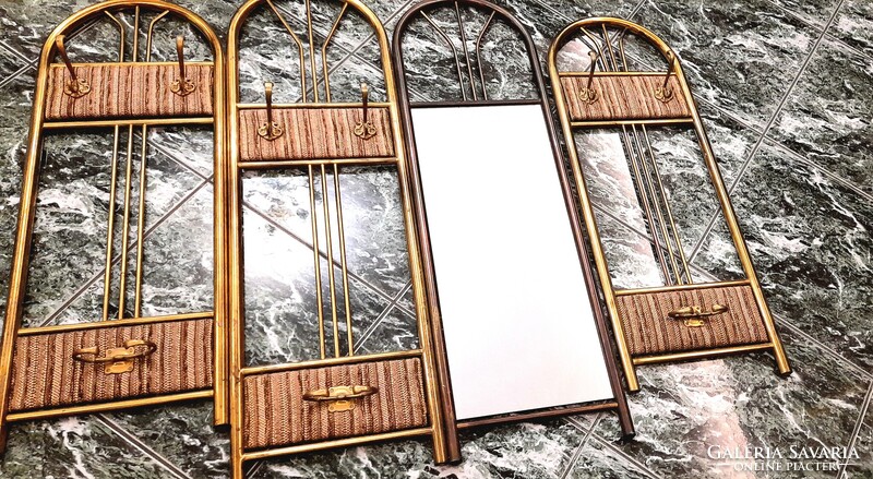 RETRO Bent Copper Four-Unit Modular Hallway Wall Set with Mirror Element
