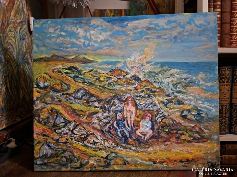 JÁK PÉTER 2026 o+a/v 60X50 cm "HIPPIK A COSTA BRÁVÁN-(TÚLÉLŐK)"