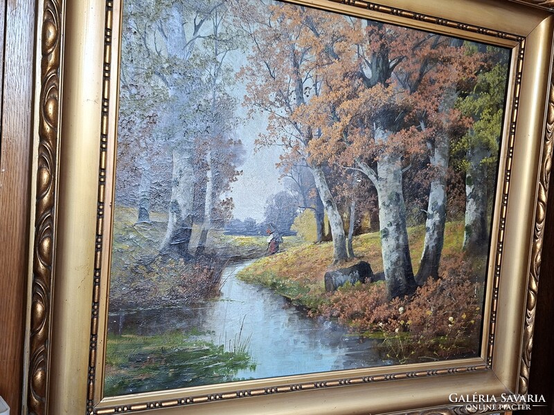 Antik kb 1890-MINA BACHMANN  ausztriai német  o/v   TÁJKÉP FESTMÉNY 69x56 cm  + keret--