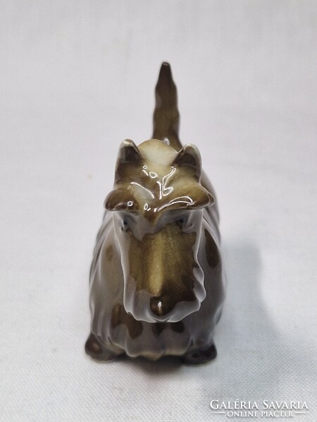 Ritka Őry Ferenc tervezte Zsolnay skót terrier kutya porcelán figura hibátlan állapotban 6 cm. magas