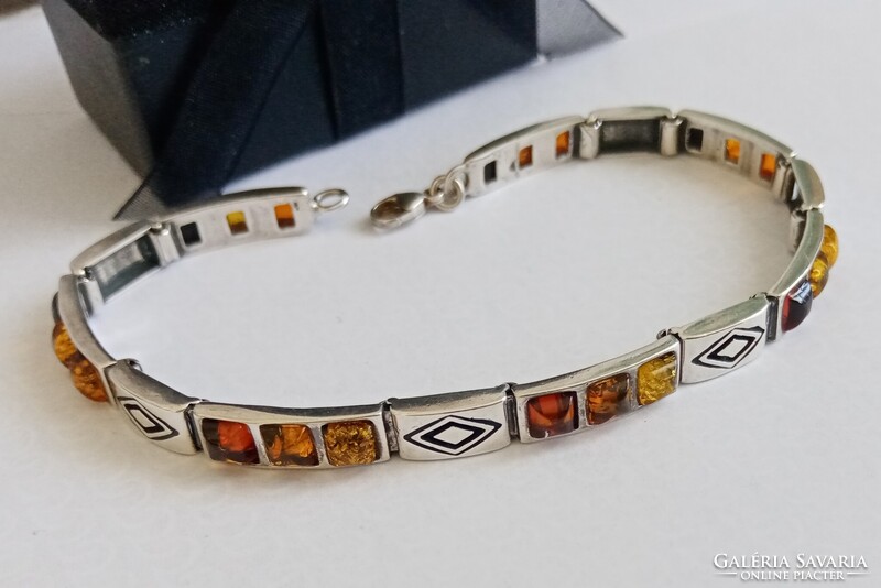 Silver Bracelet with Amber