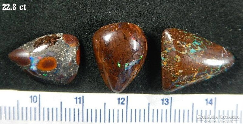 Australian boulder opal matrix (3 pcs), natural, hand-polished, with guarantee, from a specialist
