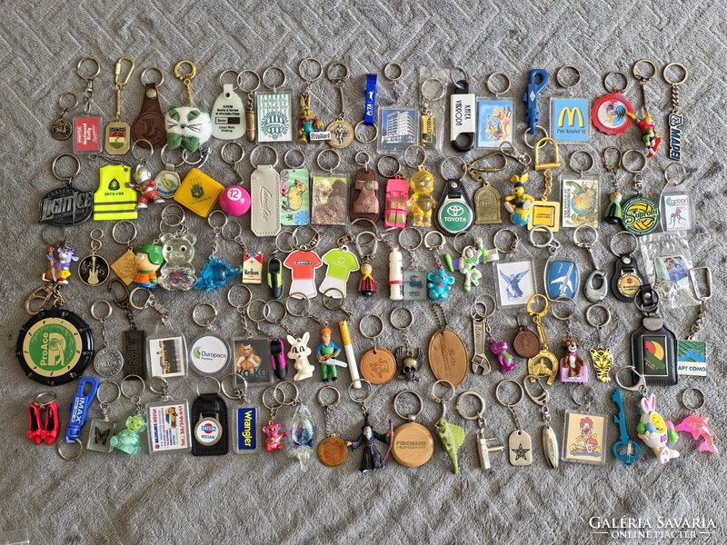 Retro Keychain Collection 100 pcs, Mixed Item Set