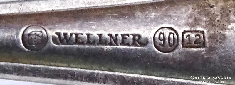 2B390 Antik jelzett 925-ös Wellner ezüst kanál kiskanál 14.8g