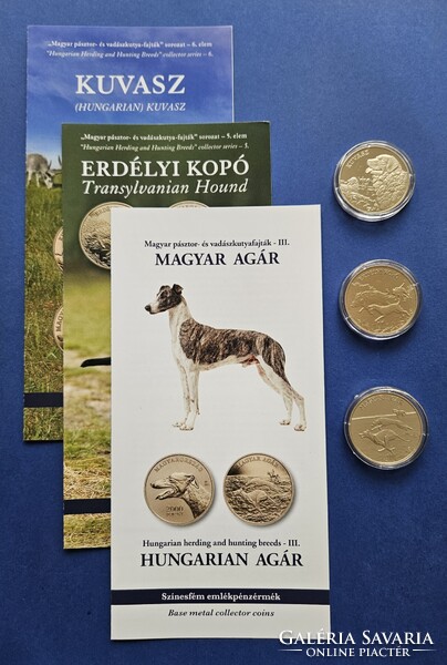 "Magyar pásztor- és vadászkutyafajták" színesfém emlékérme sorozat 3 eleme! Licit!