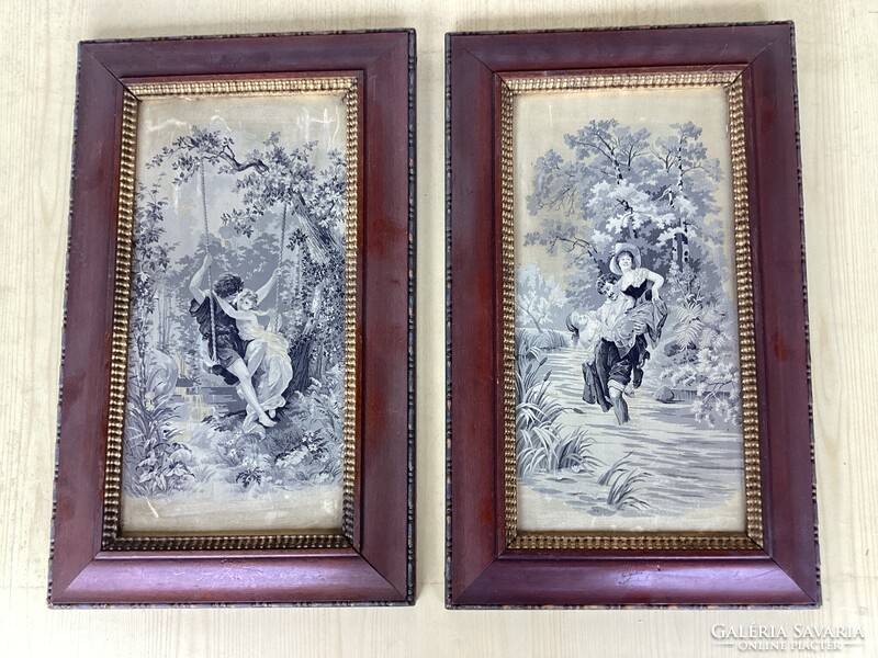 French Silk Painting Pair