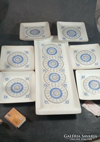 Hollóházi art deco süteményes készlet 239