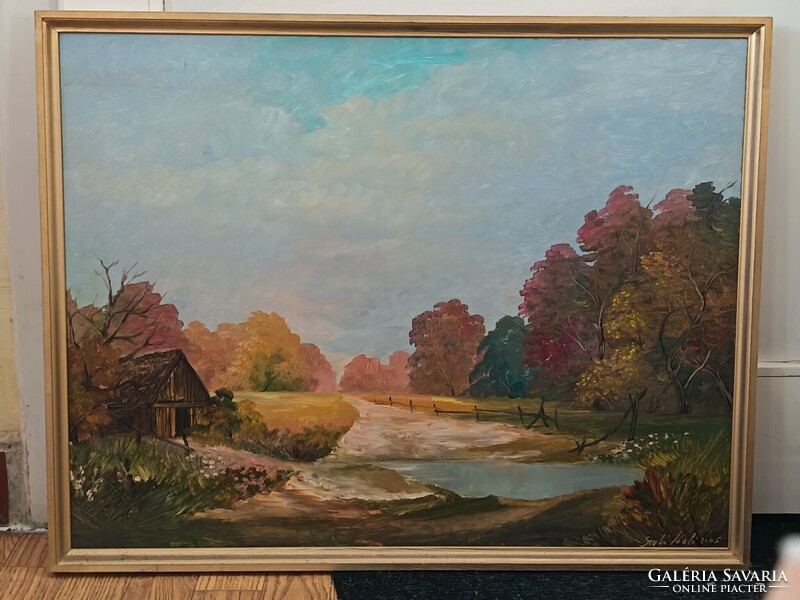 László Szabó, Forest path 70x50cm - oil painting. Also interested in small car, toy swaps