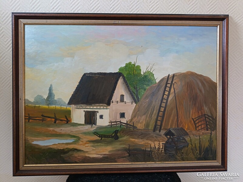 László Szabó, Mountain village 70x50cm - oil painting. Also interested in small car, toy swaps