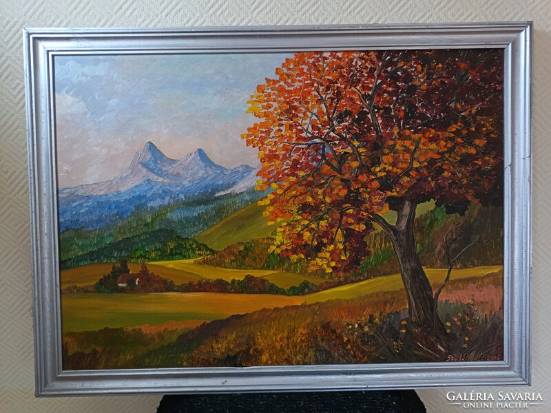 László Szabó, Autumn landscape with trees 70x50cm - oil painting. Also interested in small car, toy swaps