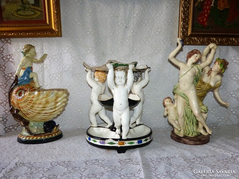 Szecessziós = Jugendstil kínáló, gyümölcstartó. / Bécs - Ausztria,  puttó-angyalka