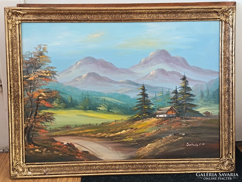 László Szabó, Autumn landscape with trees 70x50cm - oil painting. Also interested in small car, toy swaps