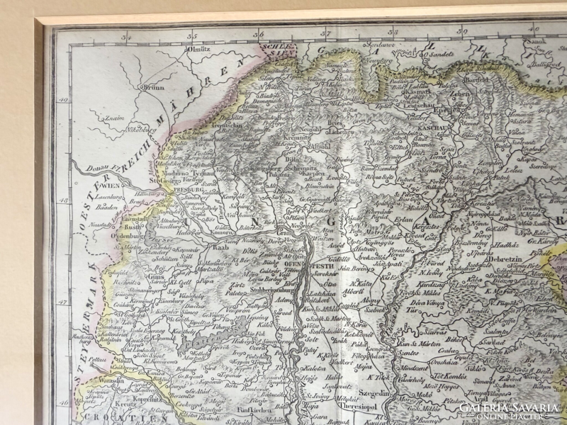 Karacs Ferenc: Magyarország és Erdély térképe (1820) Eredeti színezett rézmetszet