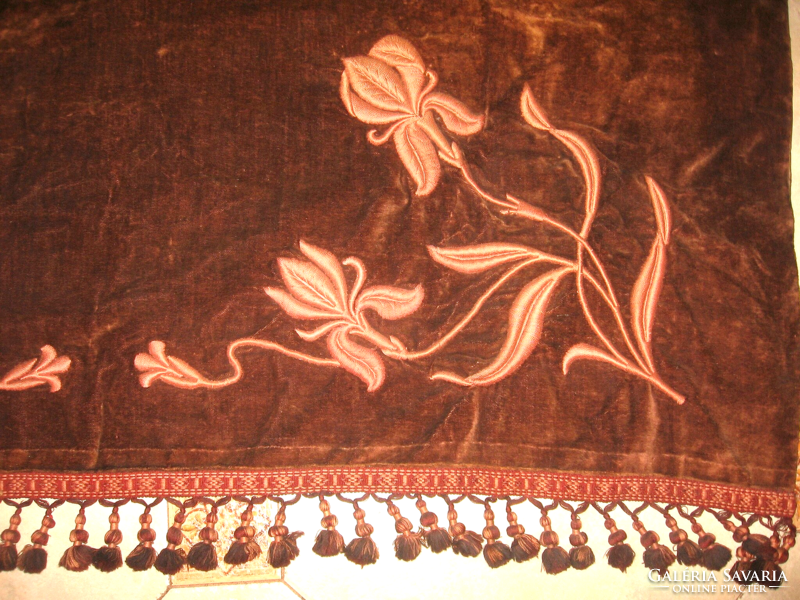 A real rarity! Antique Art Nouveau hand-embroidered velvet drapery in a pair