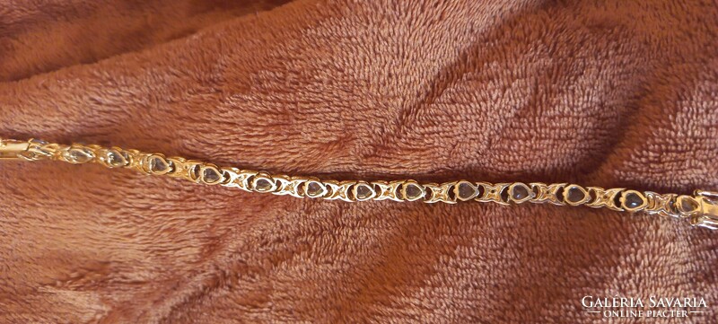 Gold-plated 925 Sterling Silver Bracelet with Genuine Aquamarine Stones