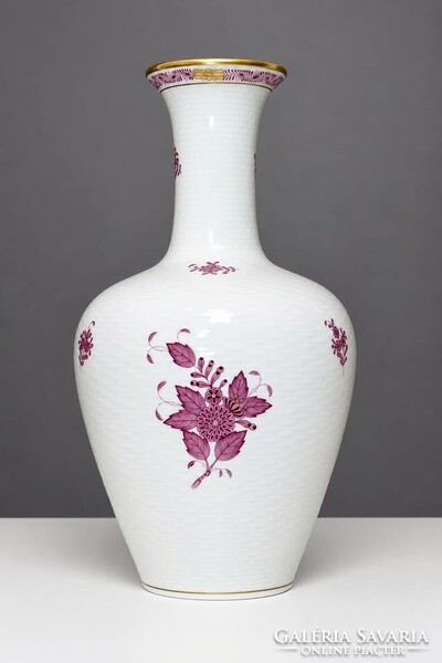 Hibátlan állapotú, nagyméretű Herendi Apponyi purpur váza (27 cm), 1 Ft-ról, nincs minimálár