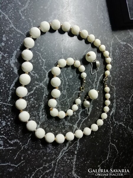 Antique White Coral Jewelry Set Stunning Pieces