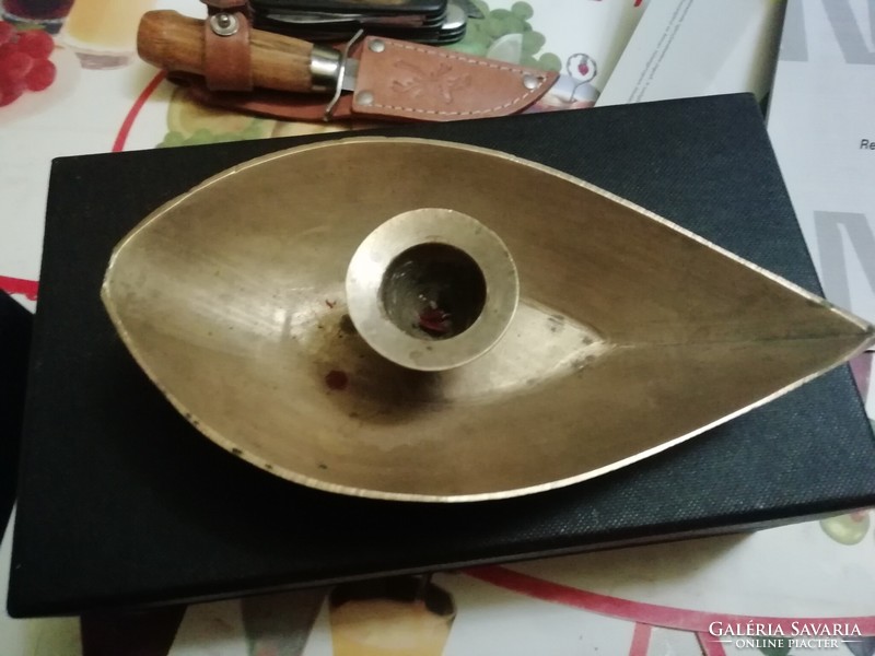 Copper alloy candle holder, old. In the condition shown in the pictures