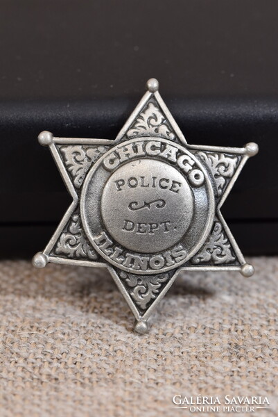 Militária Police Dept Chicago Illinois Sheriff style Fine Pewter jelvény USA replika 1993