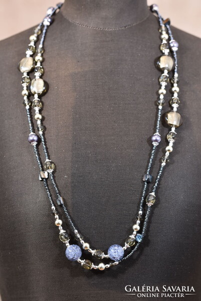 Multilayer Murano Style Glass Bead Necklace Vintage Costume Jewelry from Germany