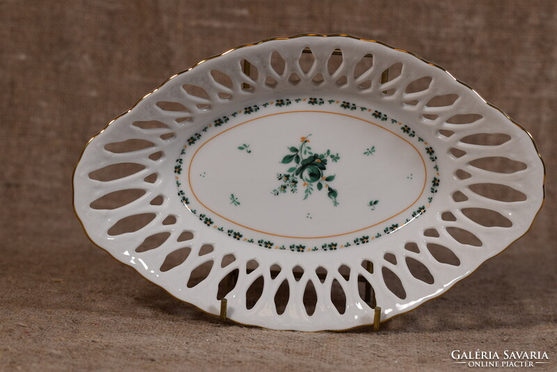 Ingres Weisse Marienbad porcelain pierced serving tray, bonbon dish, gold decorated, Germany
