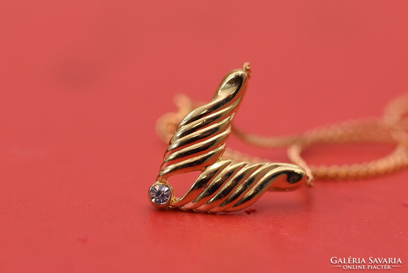Vintage gold-plated chain with zircon pendant old stock item Germany