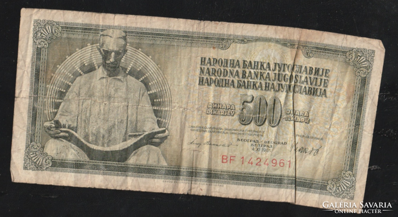 500 Dínár 1981 Jugoszláv bankjegy