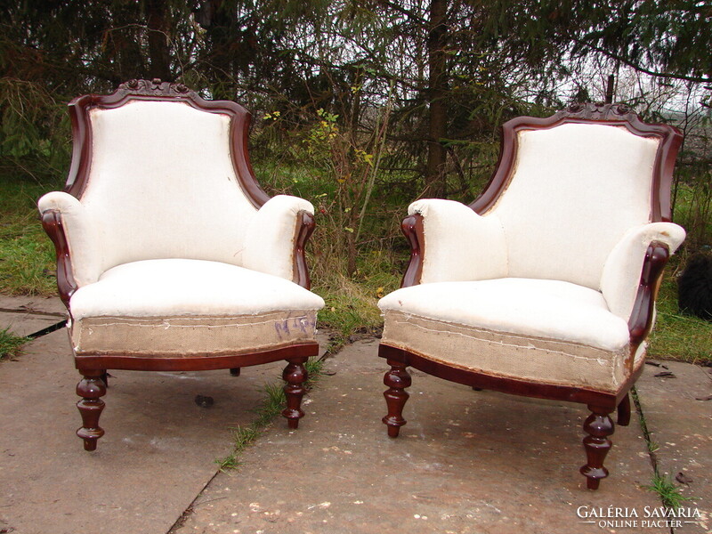 Viennese Baroque armchair pair. Restored, without upholstery, late 19th century.