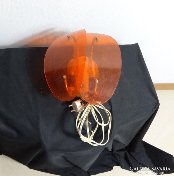 Retro Space Age table / wall lamp, orange plexi, 1970s
