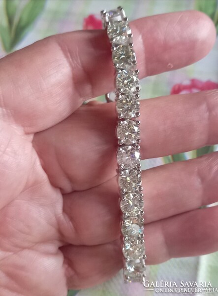26Ct Vvs1 D és 6.5mm Kő Sárgás Fehér Moissanit Labor Gyémánt Karkötő