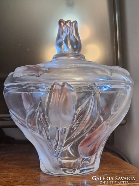 1980K. Secession style marked German walther crystal bonbonier 17cm flawless!